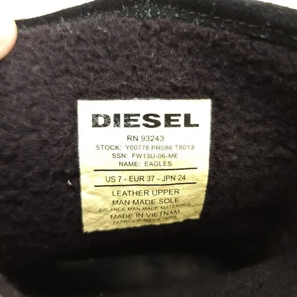 Diesel Women's Boots Sz 7 Black Suede Moto Buckle Outdoor Y2K