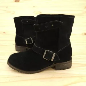 Diesel Women's Boots Sz 7 Black Suede Moto Buckle Outdoor Y2K