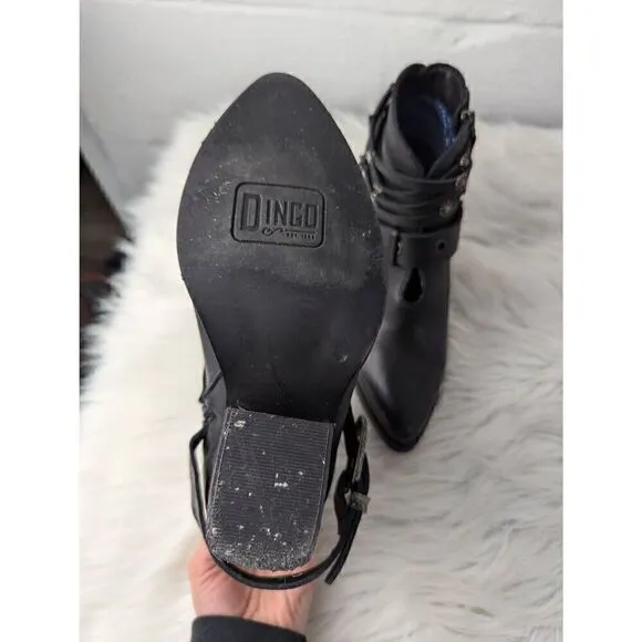 Dingo Ankle Western Cowboy Black Boots Rivets Studs Wrap Buckle Size 6.5 Medium