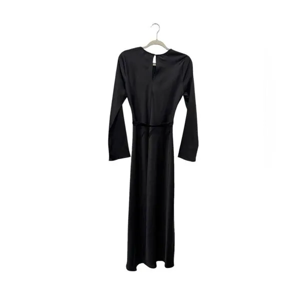DISSH Bloom Black Satin Long Sleeve Dress In Black