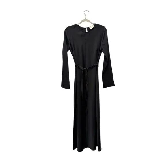 DISSH Bloom Black Satin Long Sleeve Dress In Black