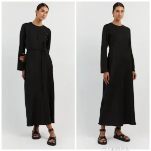 DISSH Bloom Black Satin Long Sleeve Dress In Black