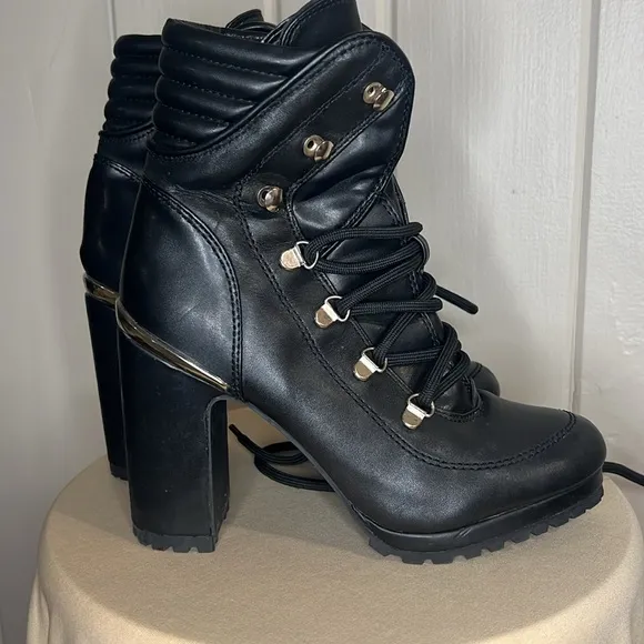 DKNY Womens Lenni Black Block Heel Dressy Almond Toe Ankle Boots Shoes