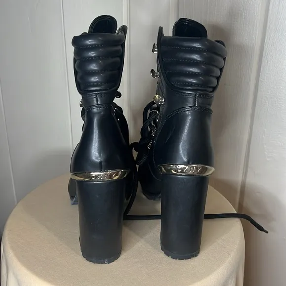 DKNY Womens Lenni Black Block Heel Dressy Almond Toe Ankle Boots Shoes