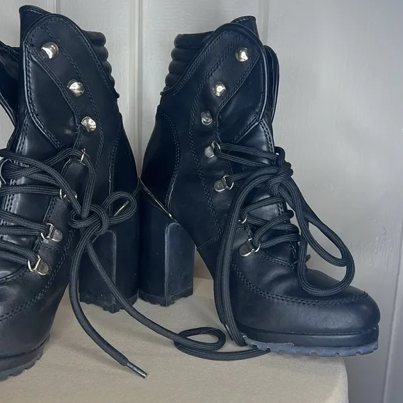 DKNY Womens Lenni Black Block Heel Dressy Almond Toe Ankle Boots Shoes