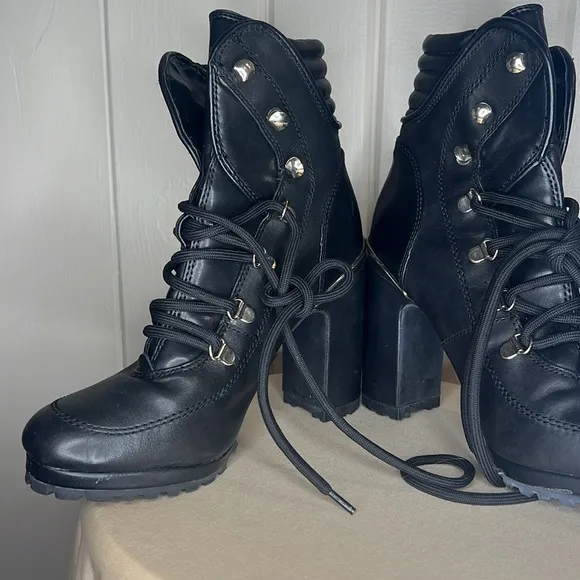 DKNY Womens Lenni Black Block Heel Dressy Almond Toe Ankle Boots Shoes