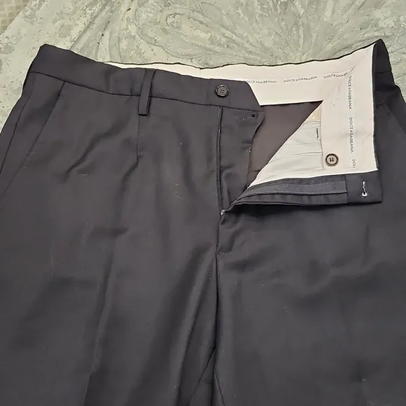 Dolce &amp; GABANNA Men's Luxury Black Wool Dress Formal Pants 32x29