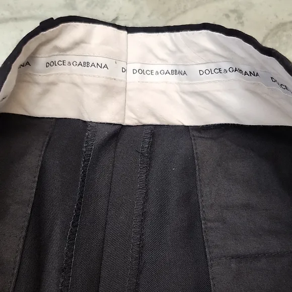 Dolce &amp; GABANNA Men's Luxury Black Wool Dress Formal Pants 32x29