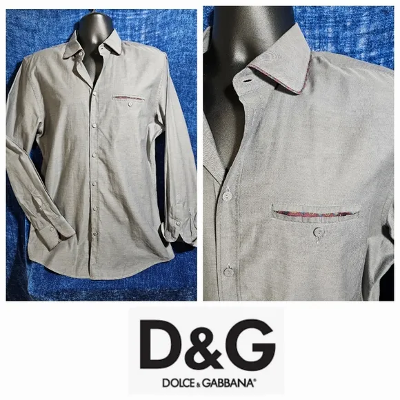 Dolce &amp; Gabbana Men Dark Grey Shirt Small 42 16 1/2