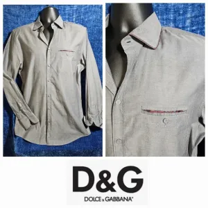 Dolce &amp; Gabbana Men Dark Grey Shirt Small 42 16 1/2