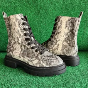 Dolce Vita Snake Print Lace-Up Combat Boot Size 10 New