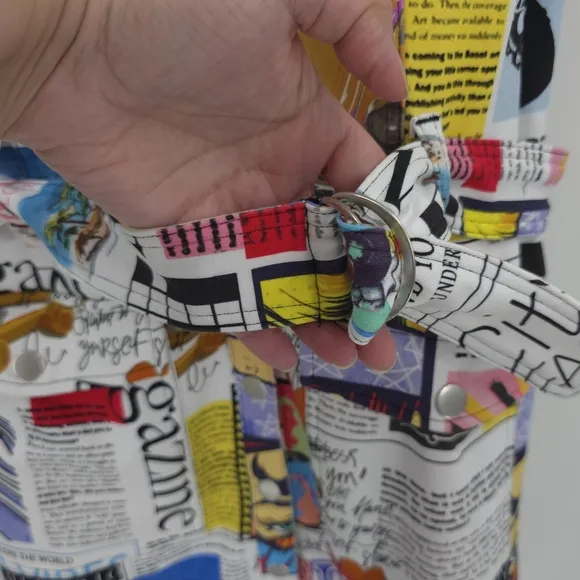 Dolcezza Art To Wear Shirt Dress Newspaper Print Chic Contemporay Artsy Bold