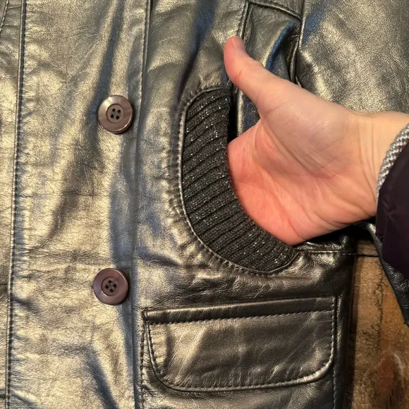 Doma Luxury Genuine Leather Silver Jacket size small