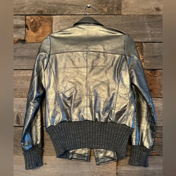 Doma Luxury Genuine Leather Silver Jacket size small