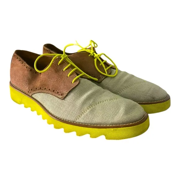 DONALD J PLINER  &quot;SIMON&quot; Lace Up Oxfords Shoes Brown Gray Green Size 8