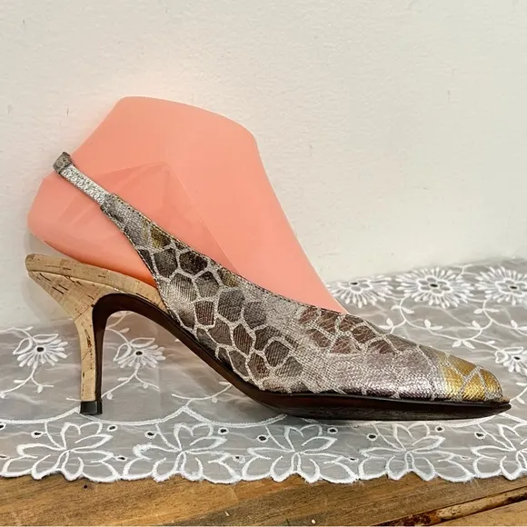 Donald Pliner Metallic Sling Back Shoes