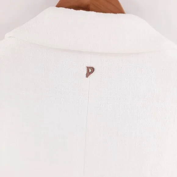 Dondup Coat Nubby Textured White Single Breasted Women's Sz IT 42 US M NWT $655