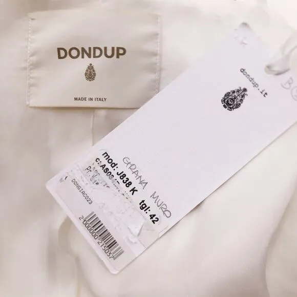 Dondup Coat Nubby Textured White Single Breasted Women's Sz IT 42 US M NWT $655