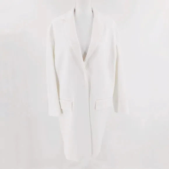 Dondup Coat Nubby Textured White Single Breasted Women's Sz IT 42 US M NWT $655