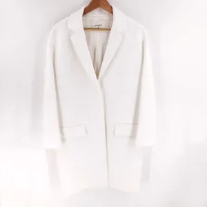 Dondup Coat Nubby Textured White Single Breasted Women's Sz IT 42 US M NWT $655