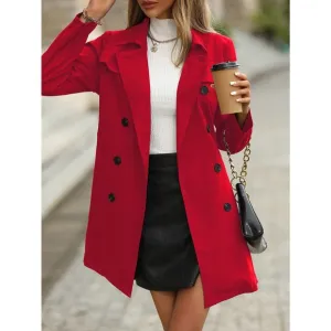 Double Breasted Belted Trench Coat minimalist preppy red
