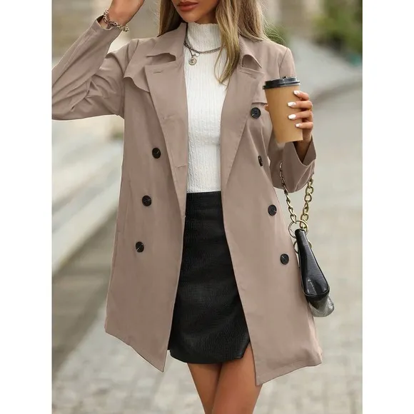 Double Breasted Belted Trench Coat minimalist preppy red