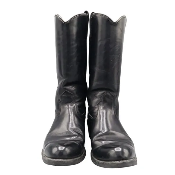 Double H Leather Cowboy Boots Mens 10D Black Western Rodeo Work Wear Moto Casual