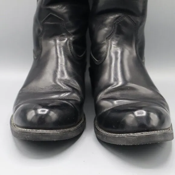 Double H Leather Cowboy Boots Mens 10D Black Western Rodeo Work Wear Moto Casual