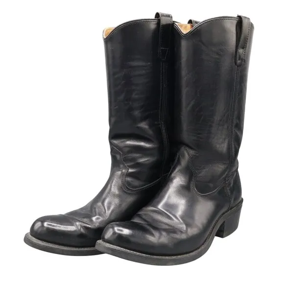 Double H Leather Cowboy Boots Mens 10D Black Western Rodeo Work Wear Moto Casual