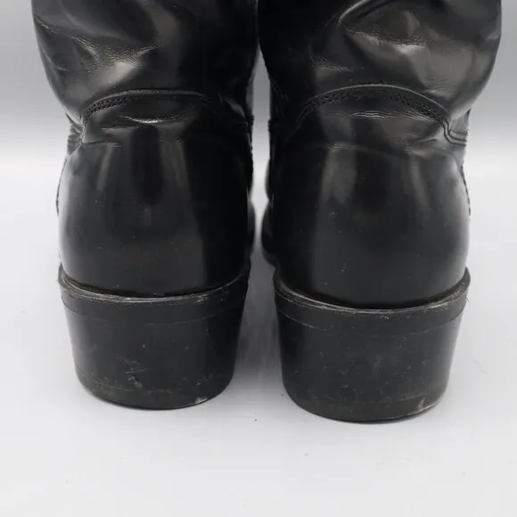 Double H Leather Cowboy Boots Mens 10D Black Western Rodeo Work Wear Moto Casual