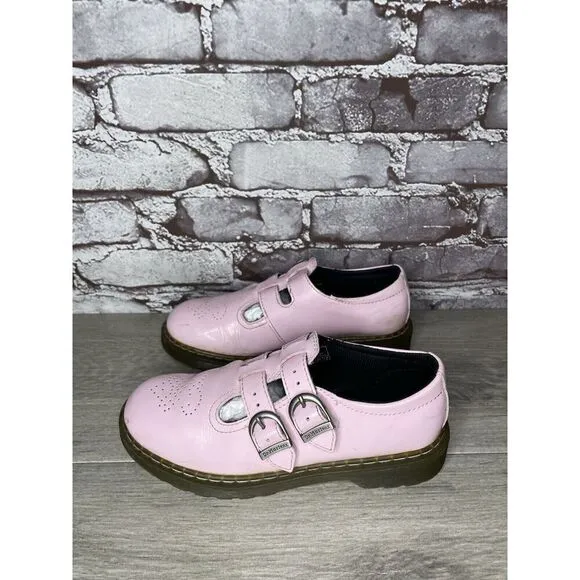 Dr. Martens 8065 J Pink Patent Leather Mary Jane Strap Shoes Women Sz 34EU/3M US