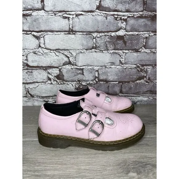 Dr. Martens 8065 J Pink Patent Leather Mary Jane Strap Shoes Women Sz 34EU/3M US