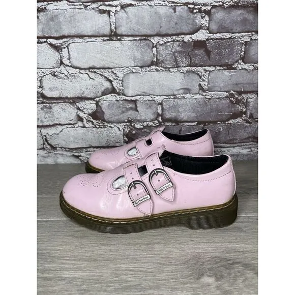 Dr. Martens 8065 J Pink Patent Leather Mary Jane Strap Shoes Women Sz 34EU/3M US