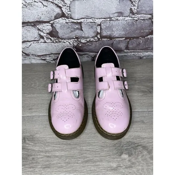 Dr. Martens 8065 J Pink Patent Leather Mary Jane Strap Shoes Women Sz 34EU/3M US