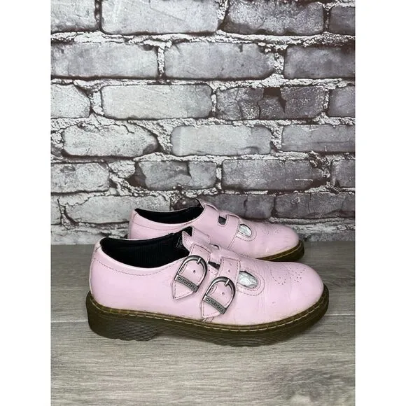 Dr. Martens 8065 J Pink Patent Leather Mary Jane Strap Shoes Women Sz 34EU/3M US