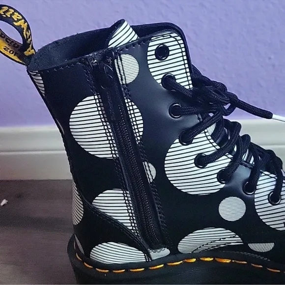 Dr. Martens Black and White Polka Dot Women's Boots