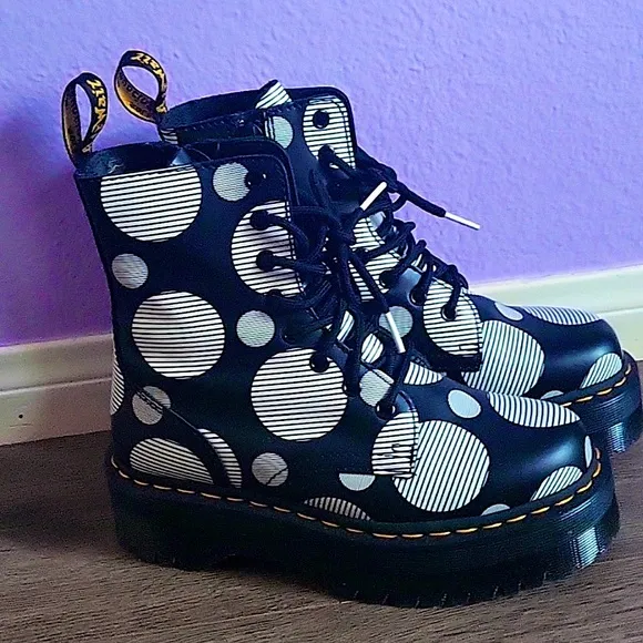 Dr. Martens Black and White Polka Dot Women's Boots