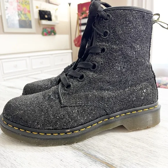 Dr. Martens Black Glitter 1460 Farrah boots size 10