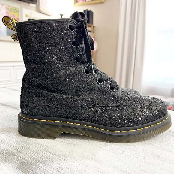 Dr. Martens Black Glitter 1460 Farrah boots size 10