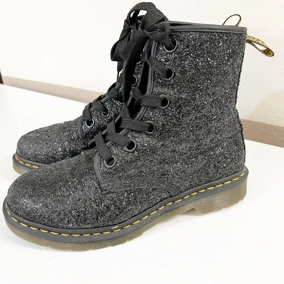 Dr. Martens Black Glitter 1460 Farrah boots size 10
