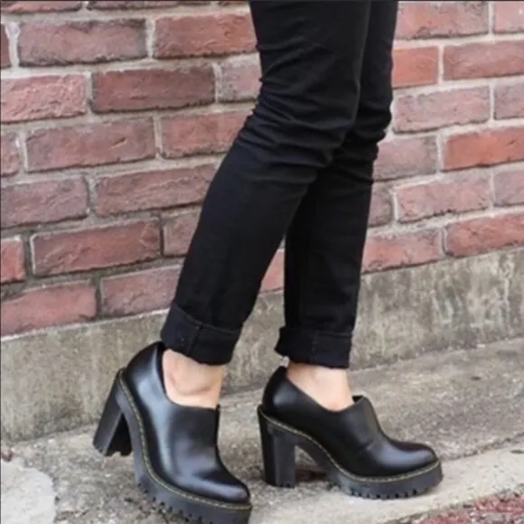 DR MARTENS CORDELIA RETRO MOD SMOOTH Black LEATHER HEELS