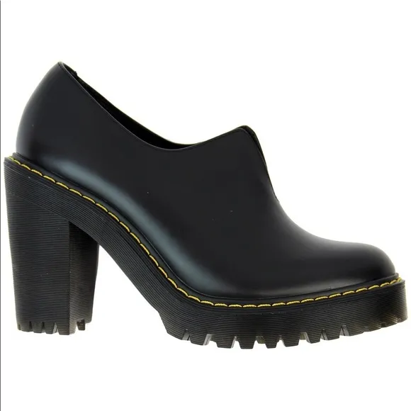 DR MARTENS CORDELIA RETRO MOD SMOOTH Black LEATHER HEELS