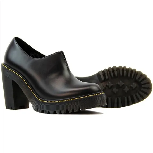DR MARTENS CORDELIA RETRO MOD SMOOTH Black LEATHER HEELS