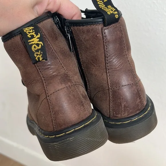Dr. Martens Delaney Brown Leather Ankle Boots Brown With Zippers