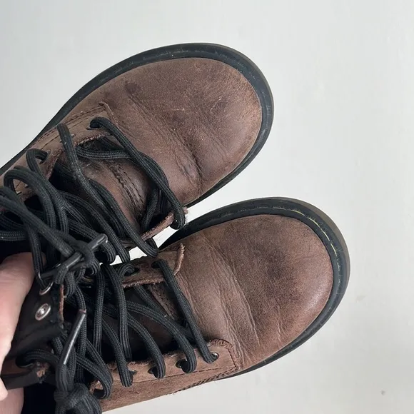 Dr. Martens Delaney Brown Leather Ankle Boots Brown With Zippers