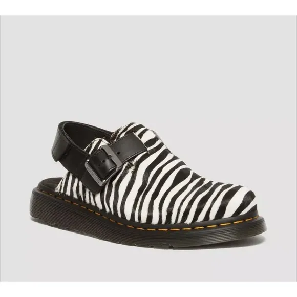 Dr. Martens Jorge II Cow hair upper slingback shoes zebra  Men's 6 Wmns 7