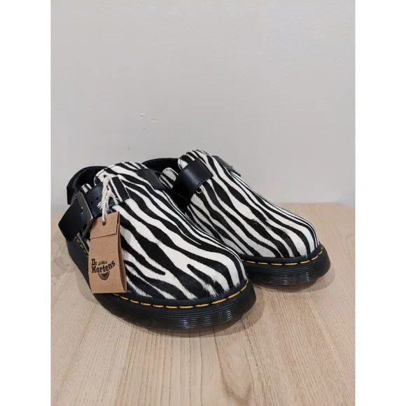 Dr. Martens Jorge II Cow hair upper slingback shoes zebra  Men's 6 Wmns 7