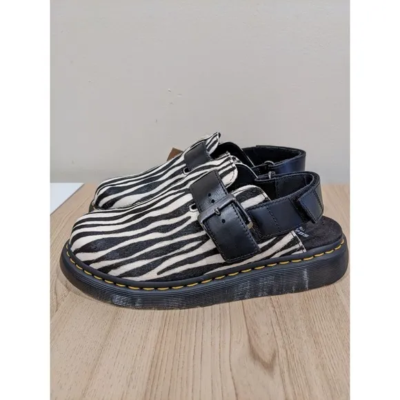 Dr. Martens Jorge II Cow hair upper slingback shoes zebra  Men's 6 Wmns 7