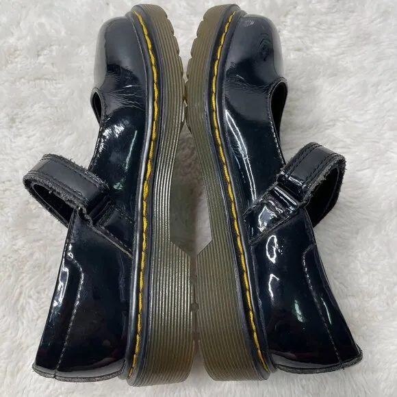 Dr. Martens Kid's Black Maccy Patent Leather Mary Jane Shoes Size 13