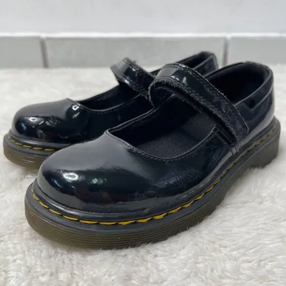 Dr. Martens Kid's Black Maccy Patent Leather Mary Jane Shoes Size 13